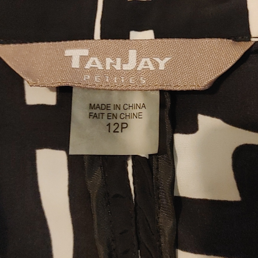 Rain Jacket by TanJay Black & White Geometric Patterned Size 12P Waterproof EUC - Picture 3 of 8